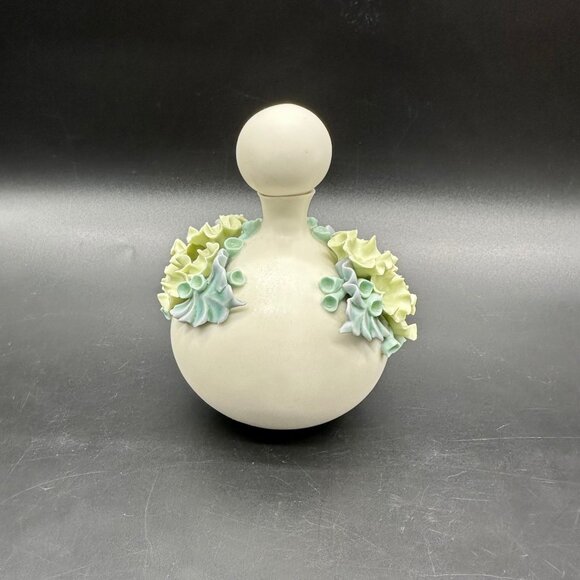 Vintage Perfume Vanity Bottle Floral Hand Made Chessell Isle of Wight Pottery - Picture 4 of 10